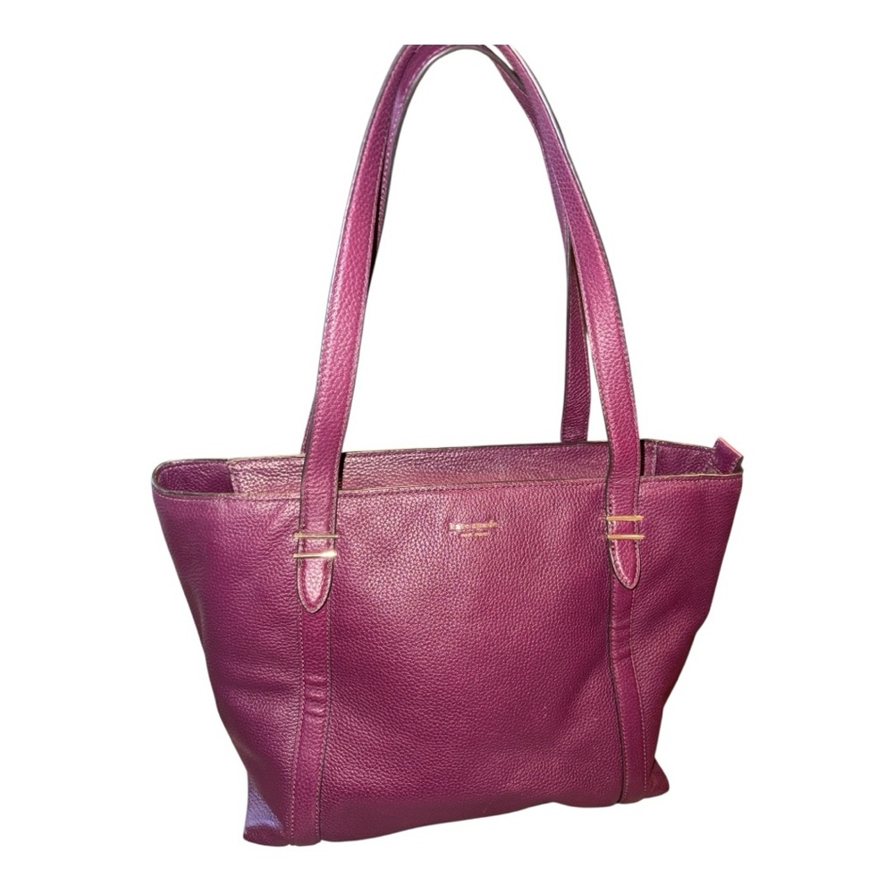 Kate Spade Pebbled Leather Tote Bag Plum Purple B4